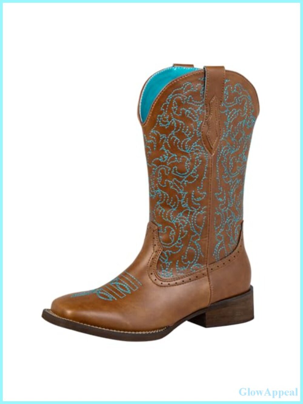 SheSole Cowboy Boots Wide Square Toe Mid Calf Western Boots Women
